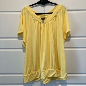 JM Collection Yellow Short Sleeve V Neck Top Size 3X